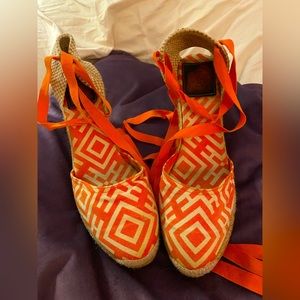 Tory Burch wrap wedge sandals